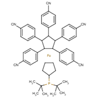 1-di-tert-butylphosphino-1',2',3',4',5'-penta(4-cyanophenyl)ferrocene